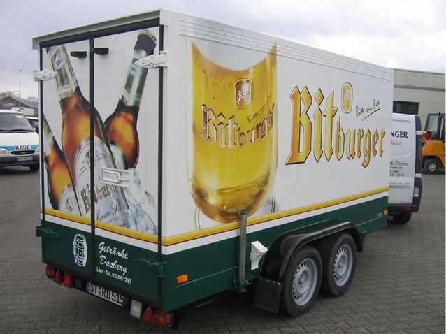 Unsere Leistungen / Referenzen im Bereich Beschriftung - Bitburger Bier Anhänger